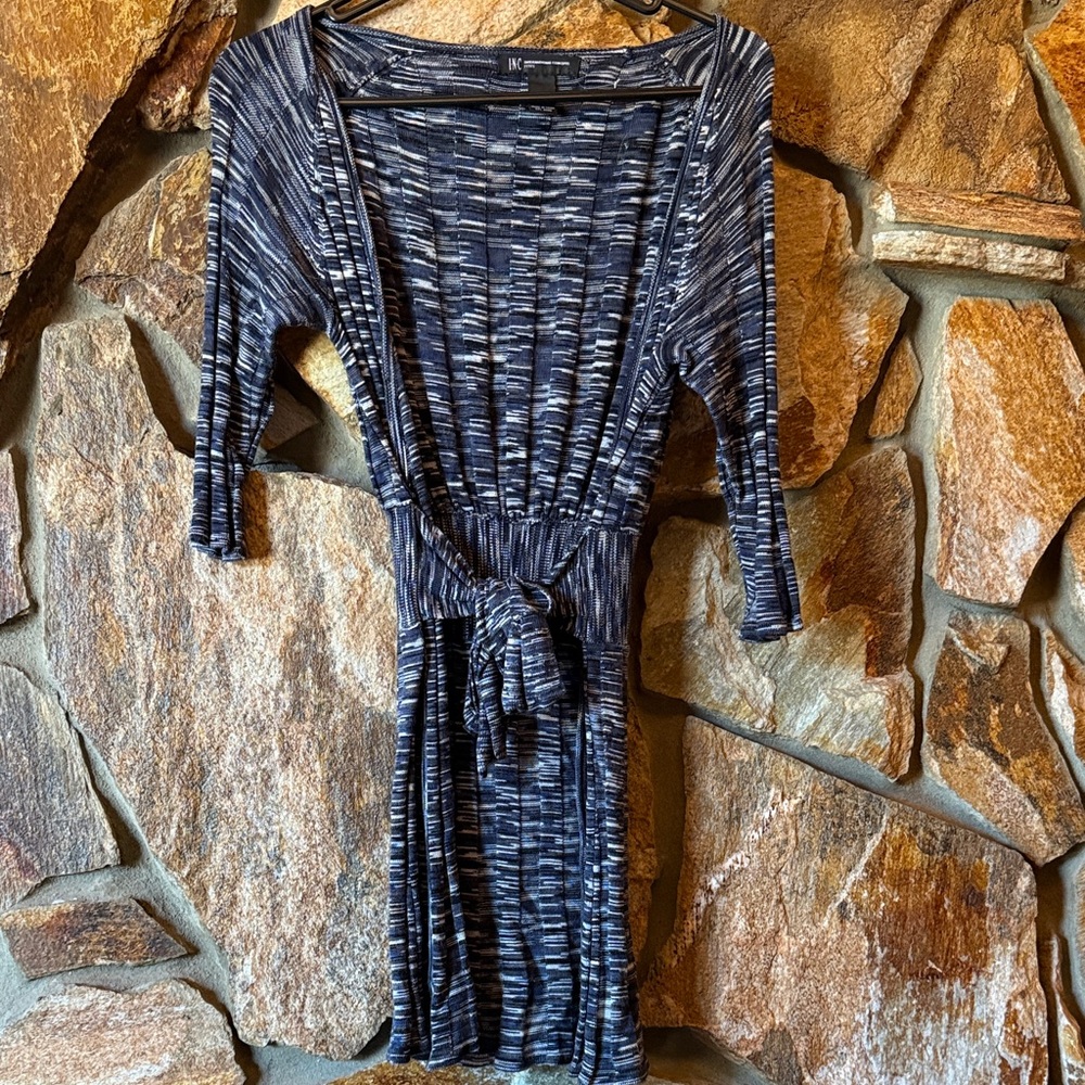 INC International Concepts Navy and White Knit Cardigan